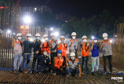 FECON SOUTH TRẮNG ĐÊM CÙNG MẺ BÊ TÔNG SÀN ĐẦU TIÊN CỦA DỰ ÁN KHU PHỨC HỢP DÂN CƯ VÀ THỂ THAO TÂN THẮNG, KHU A6